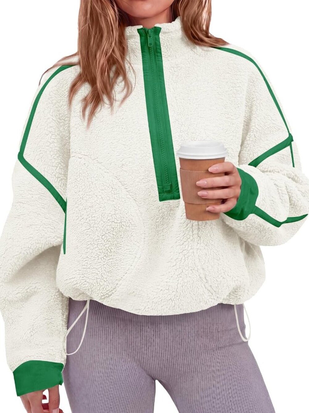 Cozy Women's Half Zip Fleece Pullover Sherpa Sweatshirt - Perfect for Layering!